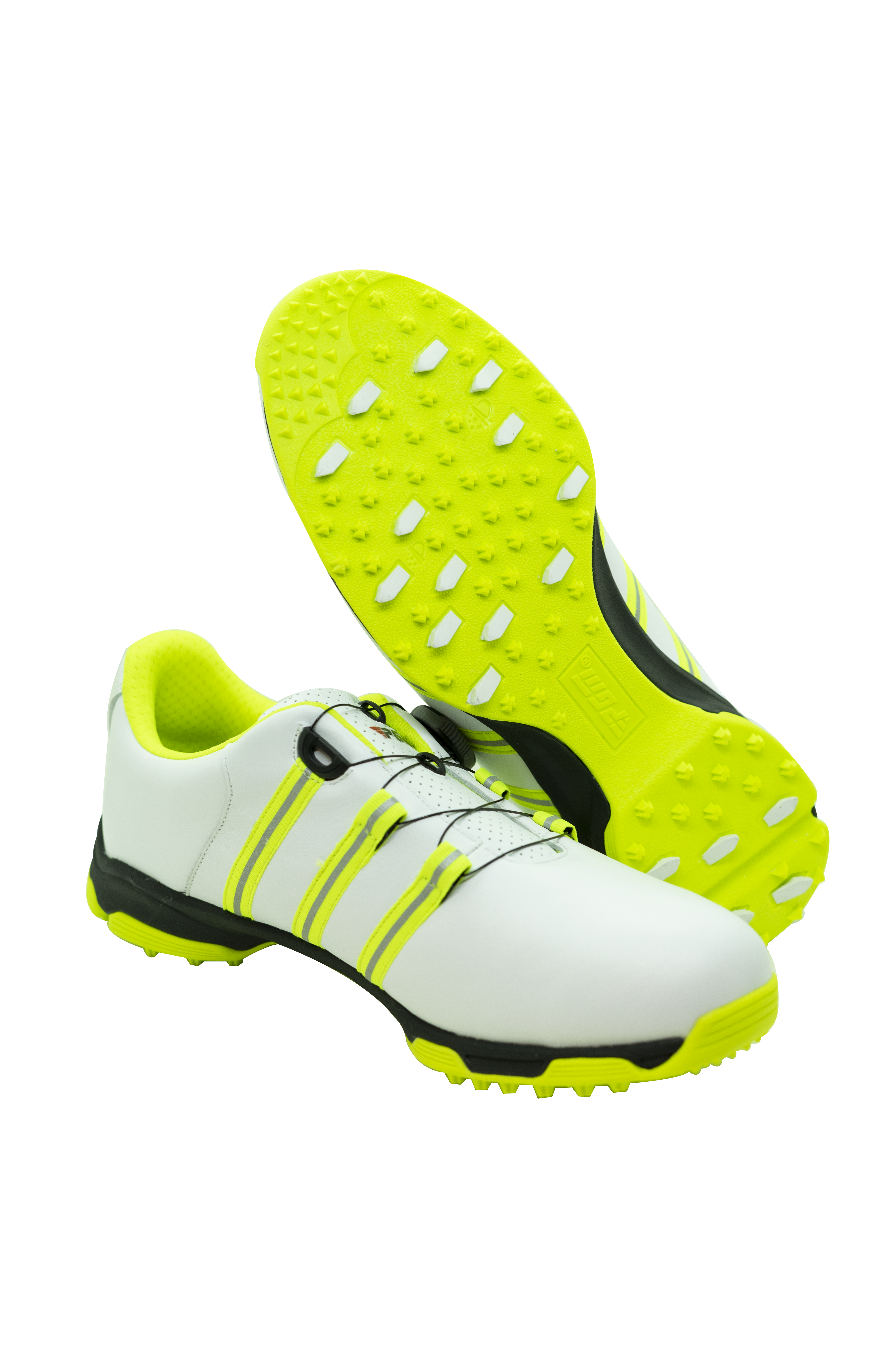 Men's Golf Shoe PGM Leather Auto-lacing - White-Lime - Image 3