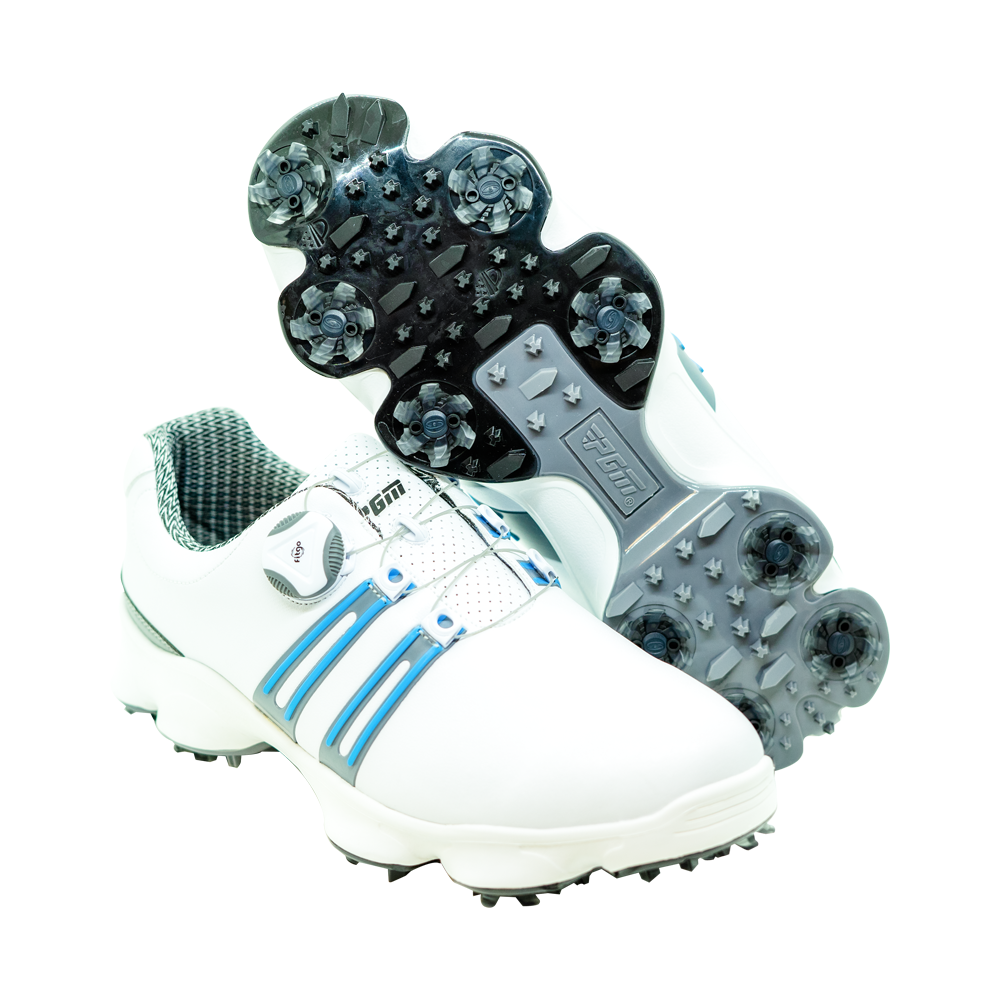Men's Golf Shoe PGM Leather Auto-lacing - White-Blue - Image 2